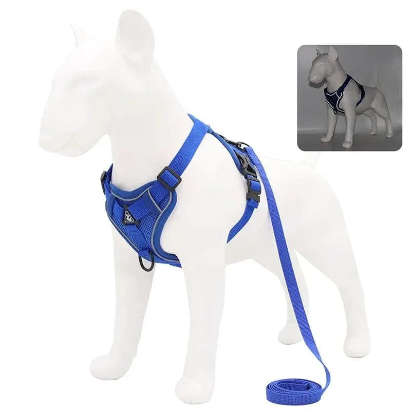 Essentialshouses Blue / M 3.5-5.5 kg Dog Adjustable Harness Leash Set