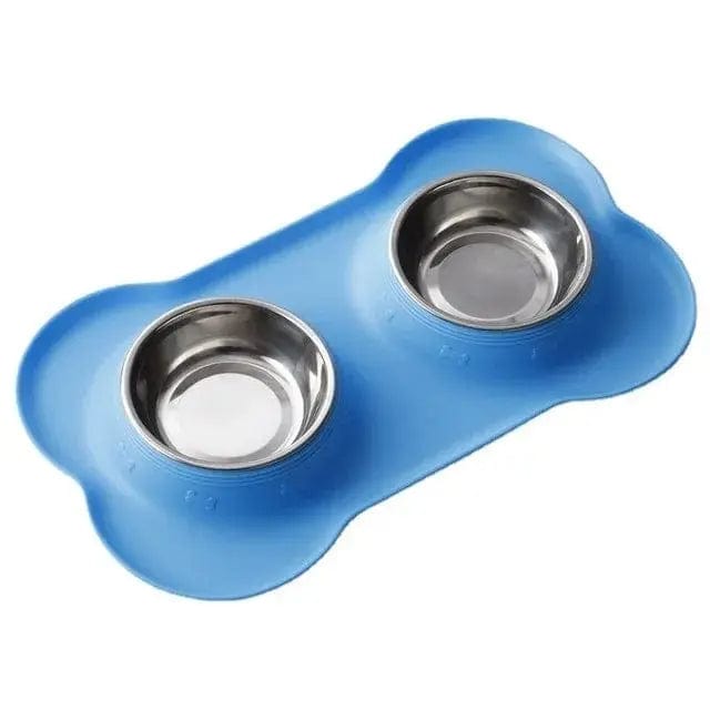 Essentialshouses Blue / M 46x26CM Antislip Double Stainless Steel Food Bowl
