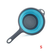 Essentialshouses Blue S LMETJMA Silicone Collapsible Colander with Handle Kitchen Folding Strainer Colander for Draining Pasta Vegetable Fruit JT111