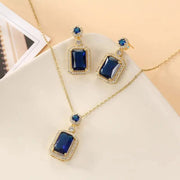 Essentialshouses Blue sets 2pcs Emerald 18k Gold Plated Jewelry Sets