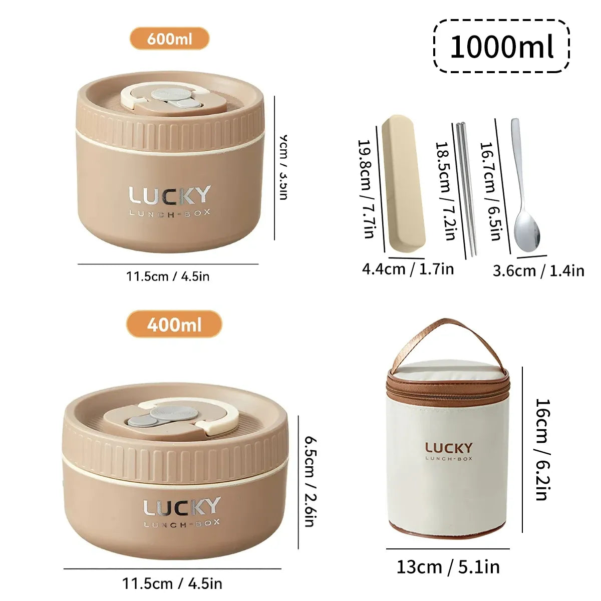 Essentialshouses Brown 1000ML 304 Stainless Steel Insulated Bento Box Microwave Heatable Round Sealed Thermal Lunch Box For Kids Students Food Container