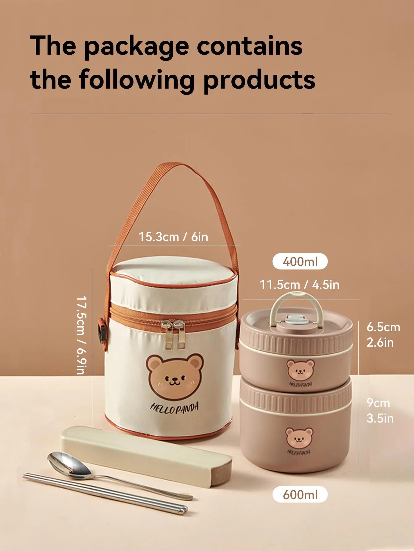 Essentialshouses Brown 1000ML WORTHBUY Microwave Sealed 304 Stainless Steel Thermal Bento Lunch Box Large Capacity Cute Insulated Food Container For Students