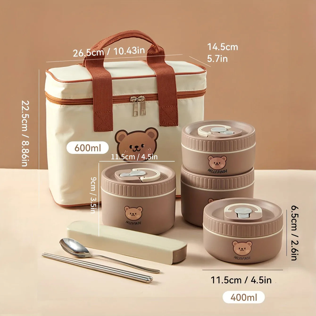 Essentialshouses Brown 2000ML WORTHBUY Microwave Sealed 304 Stainless Steel Thermal Bento Lunch Box Large Capacity Cute Insulated Food Container For Students
