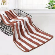 Essentialshouses Brown 🛁 Simple Stripes Absorbent Quick-Drying Bath Towel Set – Softness Meets Efficiency