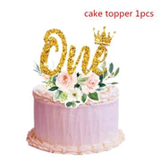 Essentialshouses caketopper 1pcs Pink Flower Crown Disposable Tableware