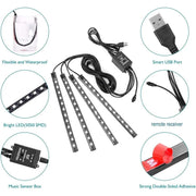 Essentialshouses Car Interior Ambient Foot Strip Light Kit