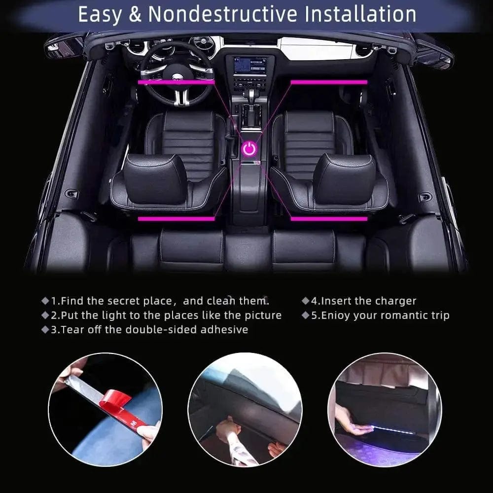 Essentialshouses Car Interior Ambient Foot Strip Light Kit