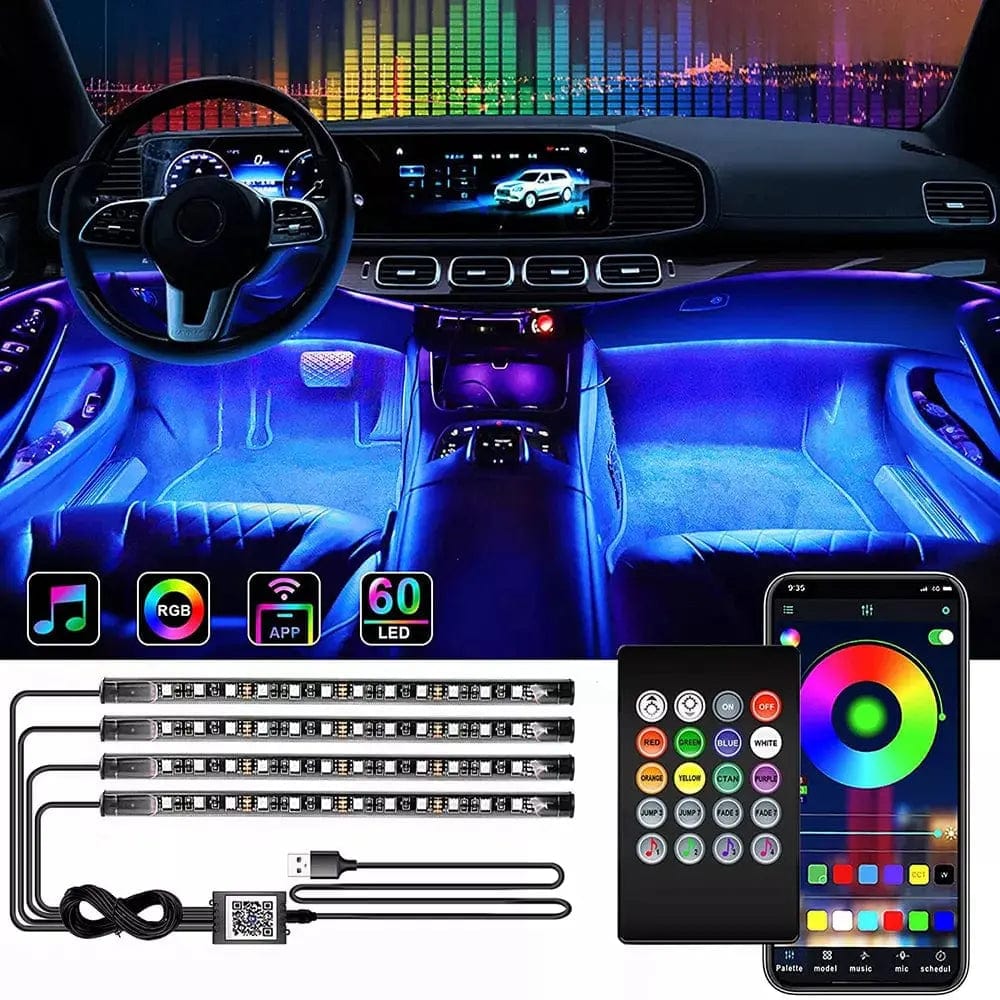 Essentialshouses Car Interior Ambient Foot Strip Light Kit