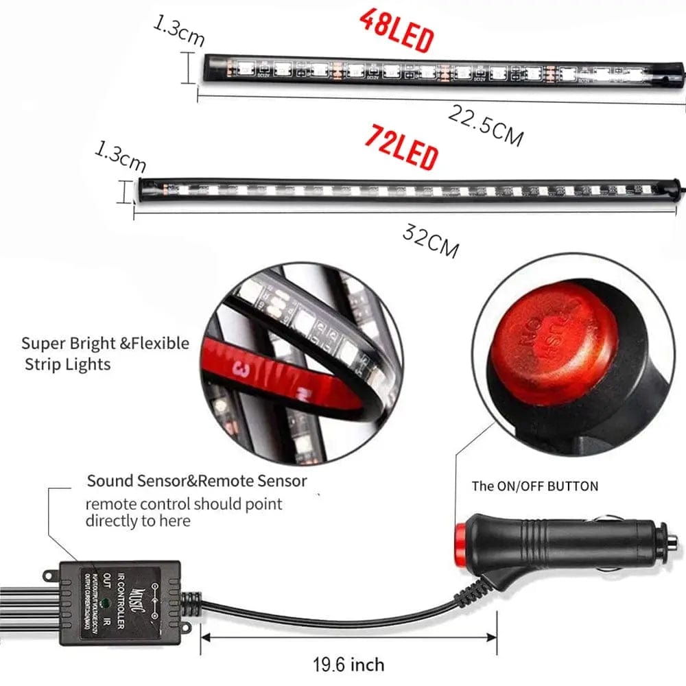 Essentialshouses Car Interior Ambient Foot Strip Light Kit