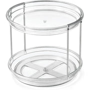 Essentialshouses Clear 1set 2 Tier Lazy Susan Turntable Organizer 9.25'' Rotating Spice Rack Organization for Cabinet, Kitchen, Pantry, Countertop