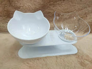 Essentialshouses Clear And White Cat Non-Slip Double Food Bowl