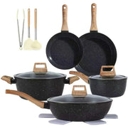 Essentialshouses CN US Shipping Ceramic Cookware Sets Non Stick 15 PCS Pots and Pans Set Kitchenware