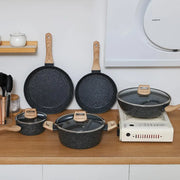 Essentialshouses CN US Shipping Ceramic Cookware Sets Non Stick 15 PCS Pots and Pans Set Kitchenware