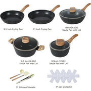 Essentialshouses CN US Shipping Ceramic Cookware Sets Non Stick 15 PCS Pots and Pans Set Kitchenware