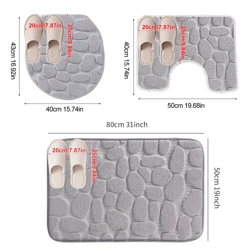 Essentialshouses 🛁 Cobblestone Embossed Memory Foam Bath Mat – Soft, Supportive, and Safe