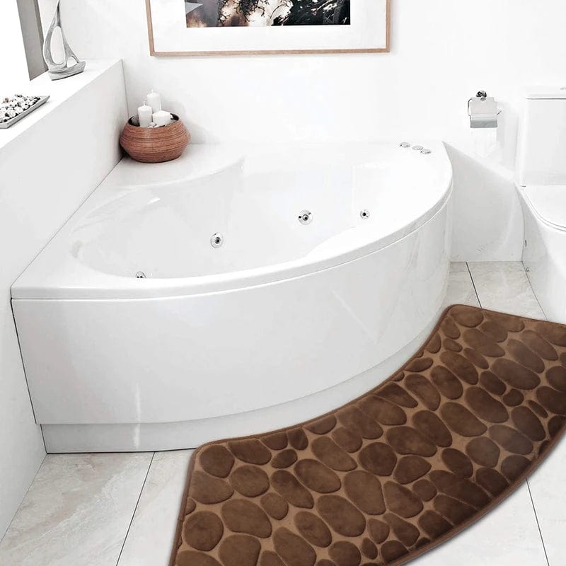Essentialshouses coffee-1xSector mat 🛁 Cobblestone Embossed Memory Foam Bath Mat – Soft, Supportive, and Safe