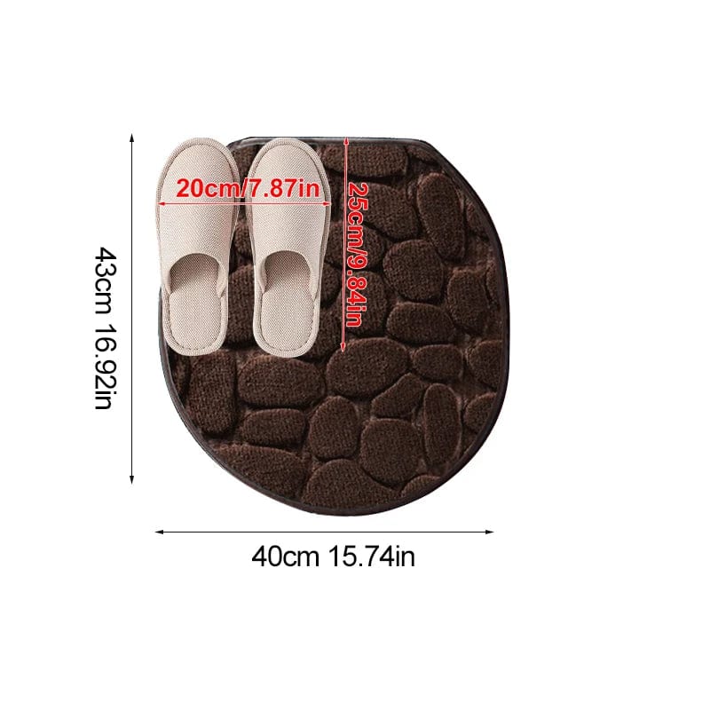 Essentialshouses coffee-1xToilet lid 🛁 Cobblestone Embossed Memory Foam Bath Mat – Soft, Supportive, and Safe