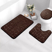 Essentialshouses coffee-3PCS 🛁 Cobblestone Embossed Memory Foam Bath Mat – Soft, Supportive, and Safe