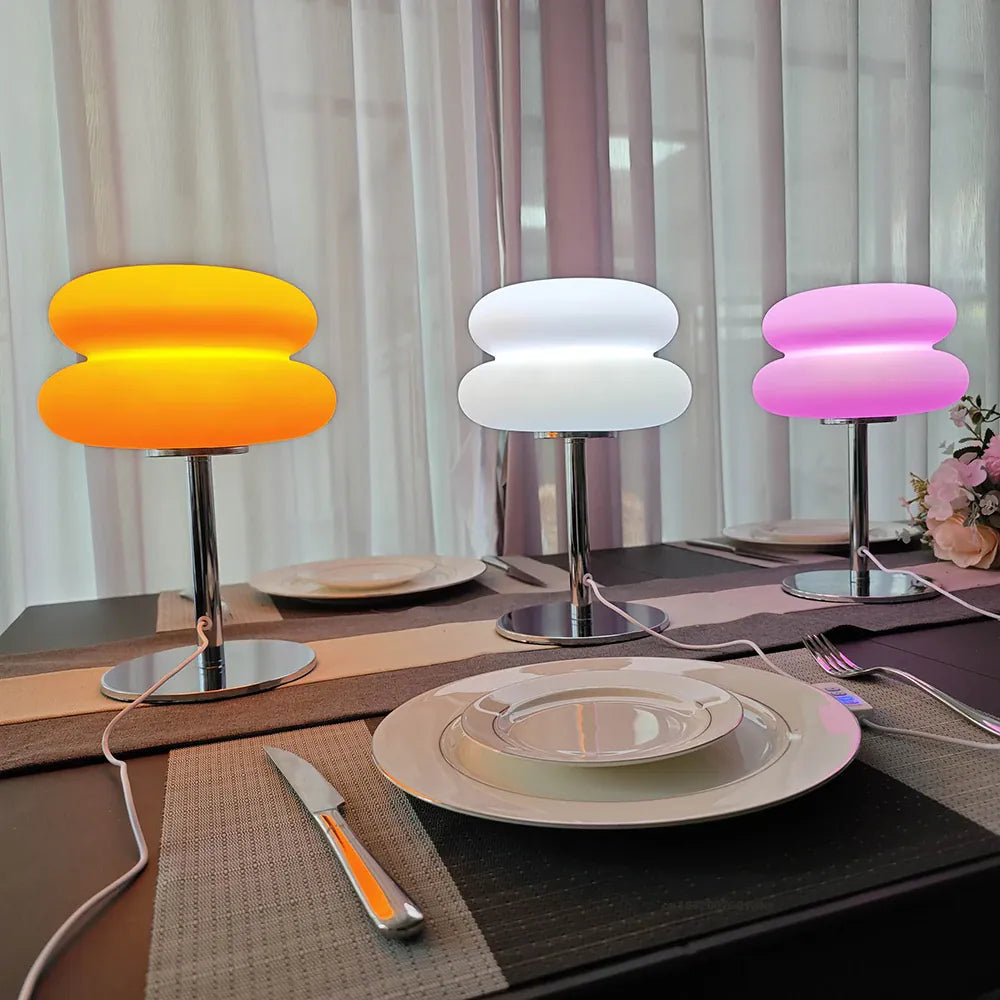 Essentialshouses Cream table lamp plastic lampshade bedroom bedside decorative lamp USB plug tri color dimming living room study atmosphere light
