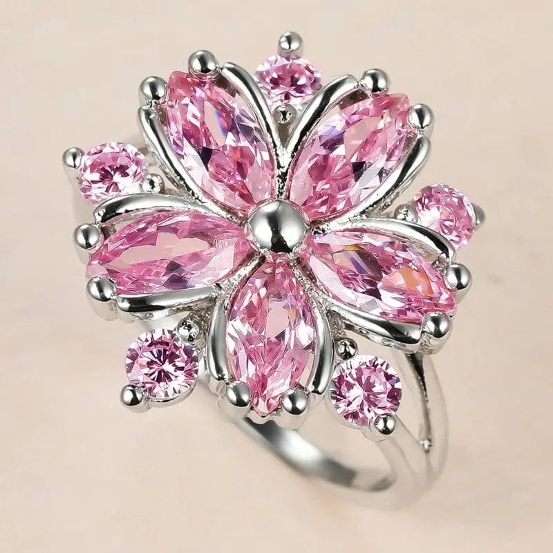 Essentialshouses Cute Female Pink Crystal Stone Ring