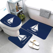 Essentialshouses 🛁 Dark Blue Nautical Series 3-Piece Bathroom Mat Set – Coastal Comfort & Style