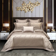 Essentialshouses Dark Golden Satin Duvet Cover Set