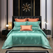 Essentialshouses Dark Golden Satin Duvet Cover Set