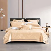 Essentialshouses Dark Golden Satin Duvet Cover Set