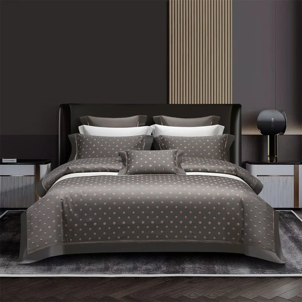 Essentialshouses Dark Golden Satin Duvet Cover Set