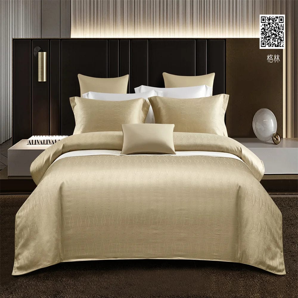Essentialshouses Dark Golden Satin Duvet Cover Set