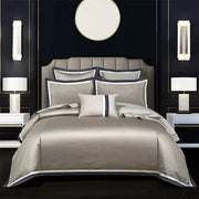Essentialshouses Dark Golden Satin Duvet Cover Set