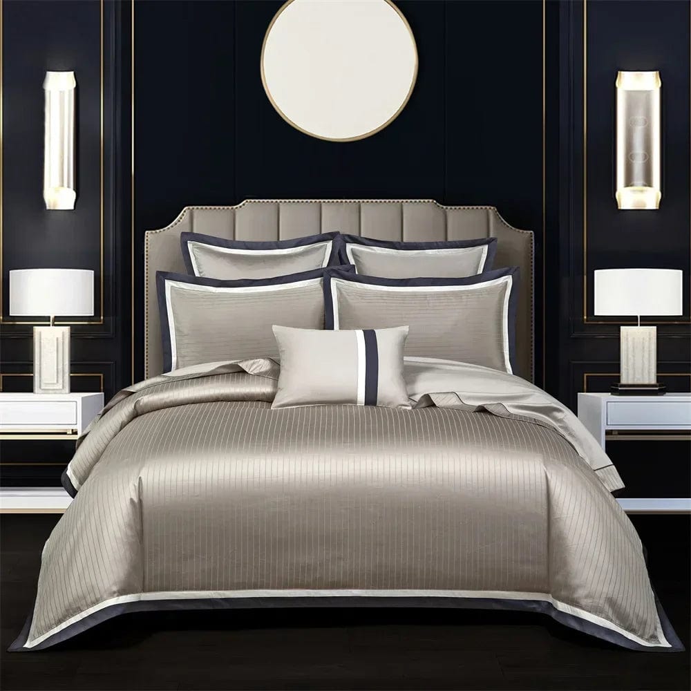 Essentialshouses Dark Golden Satin Duvet Cover Set