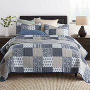 Essentialshouses Dark Grey / Queen 230x250cm set Plaid Cotton Quilt Set