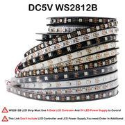 Essentialshouses DC5V WS2812B / White PCB / 2m 60 IP30 WS2812B WS2815 WS2813 Individually Addressable RGBIC LED Strip WS2811 WS2812 30/60/144Pixels/Leds/m Smart Tape Light DC5V/12V