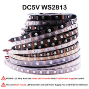 Essentialshouses DC5V WS2813 / Black PCB / 5m 60 IP30 WS2812B WS2815 WS2813 Individually Addressable RGBIC LED Strip WS2811 WS2812 30/60/144Pixels/Leds/m Smart Tape Light DC5V/12V