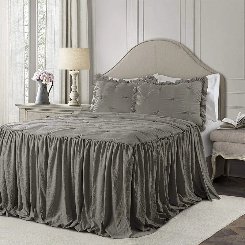 Essentialshouses Deep Grey / 150x200cm Bedding Lotus Leaf Lace Bed Skirt
