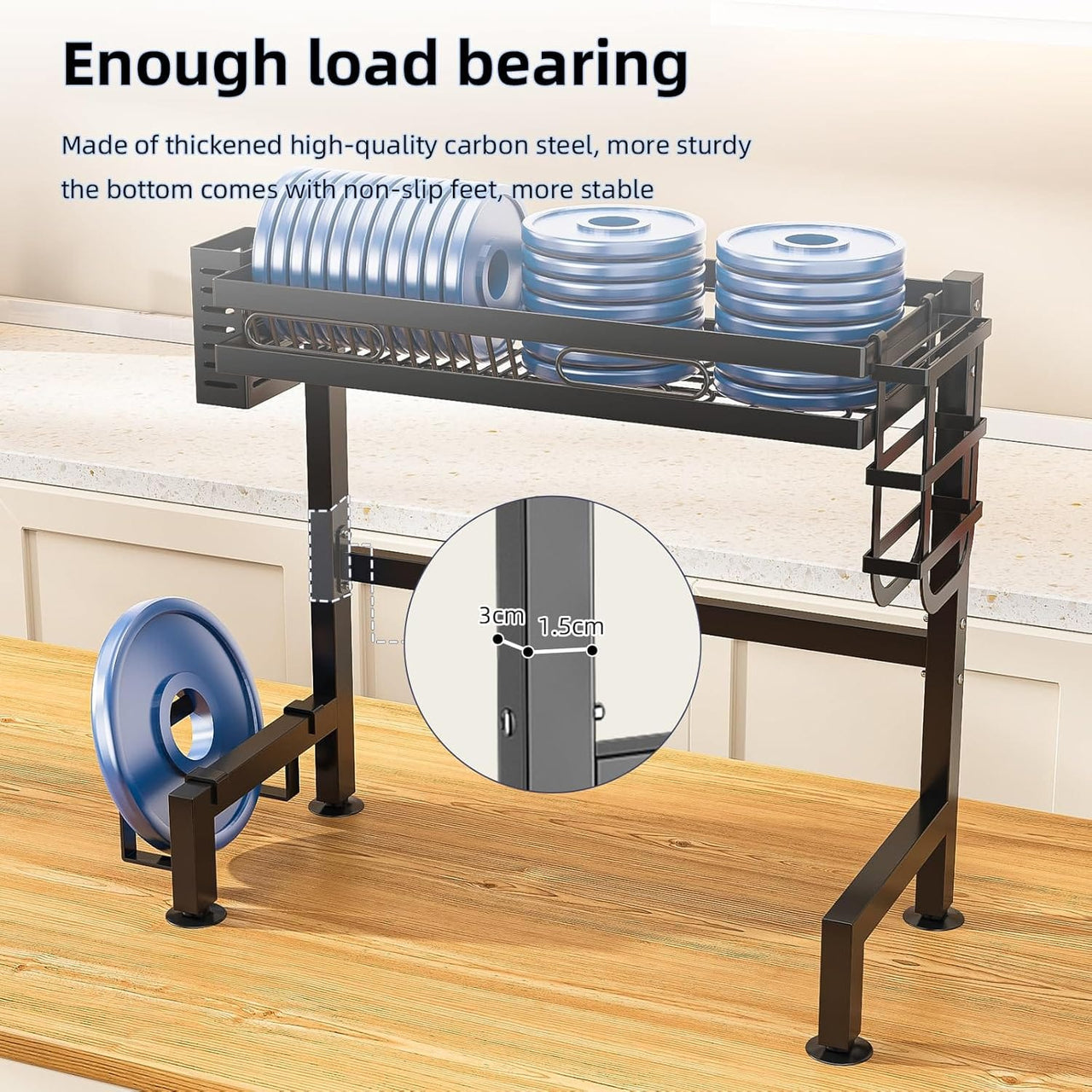 Essentialshouses Dish Rack Over Sink Kitchen Above Sink Shelf Dish Drying Rack Large Capacity 55CM, Single Layer/Double Layer