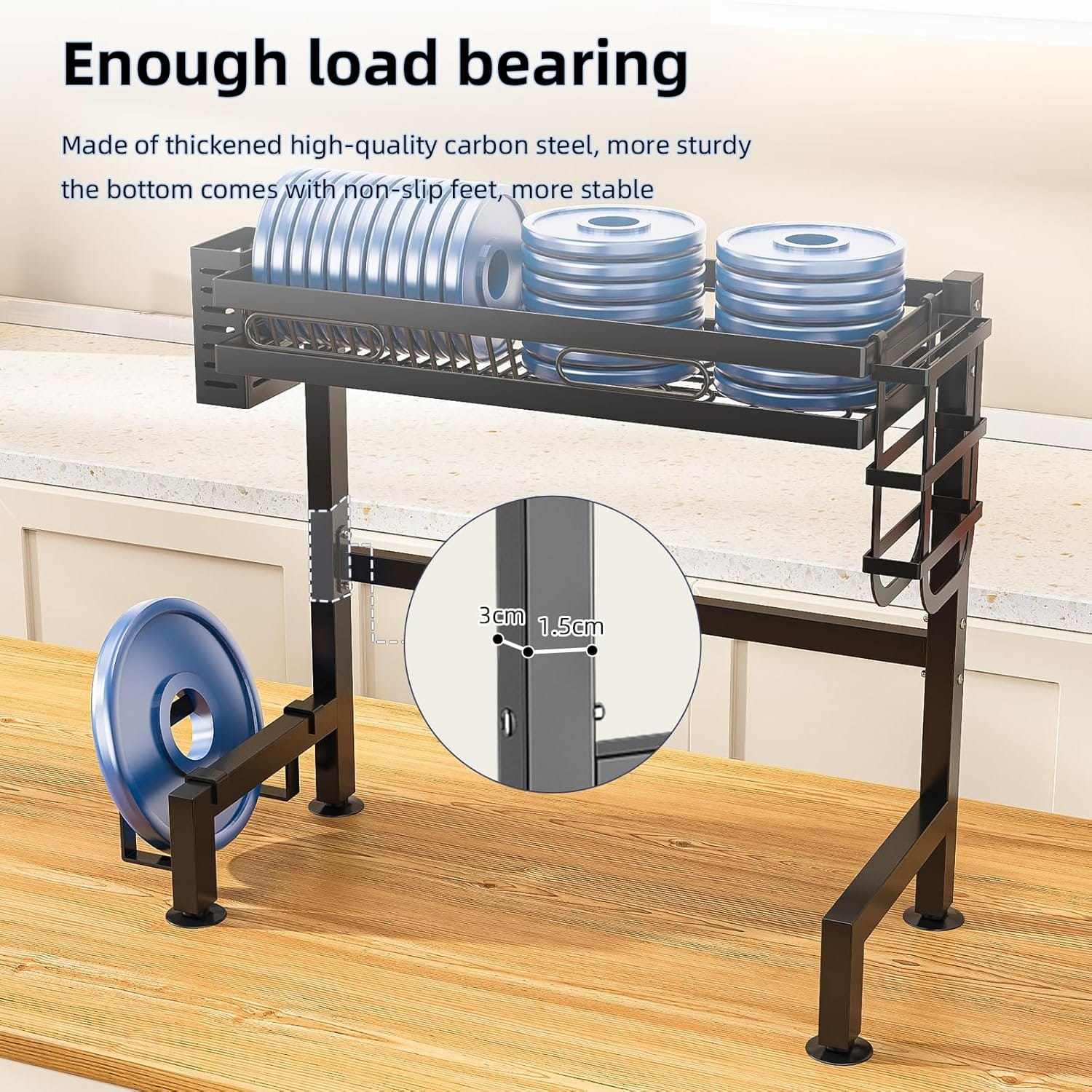 Essentialshouses Dish Rack Over Sink Kitchen Above Sink Shelf Dish Drying Rack Large Capacity 55CM, Single Layer/Double Layer