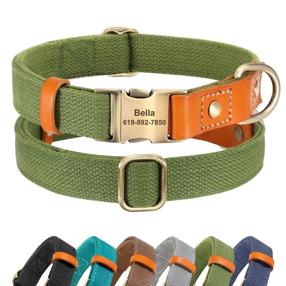 Essentialshouses Dog Leather Customized ID Collar