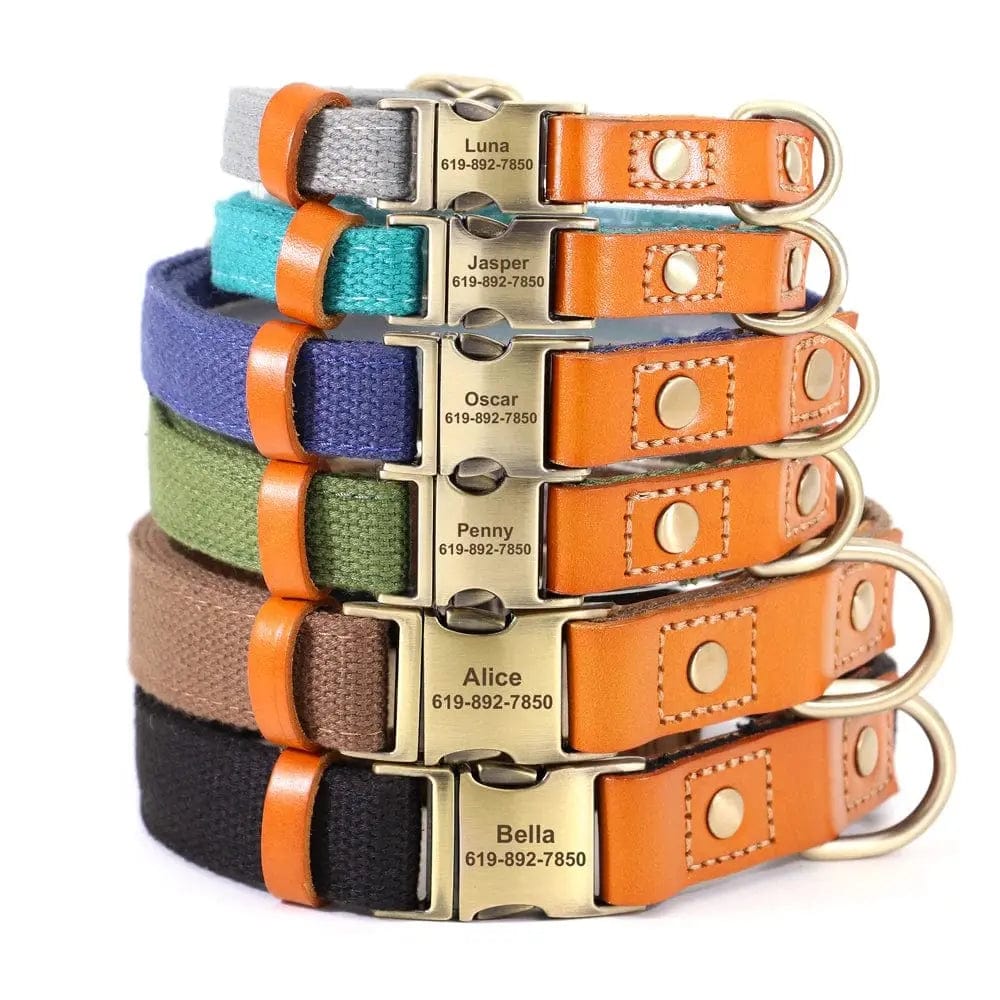 Essentialshouses Dog Leather Customized ID Collar