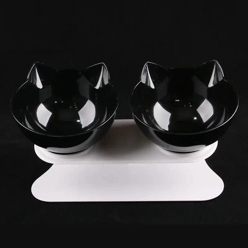 Essentialshouses Double Black Cat Non-Slip Double Food Bowl