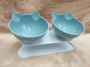 Essentialshouses Double Blue Cat Non-Slip Double Food Bowl