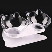 Essentialshouses Double Clear Cat Non-Slip Double Food Bowl