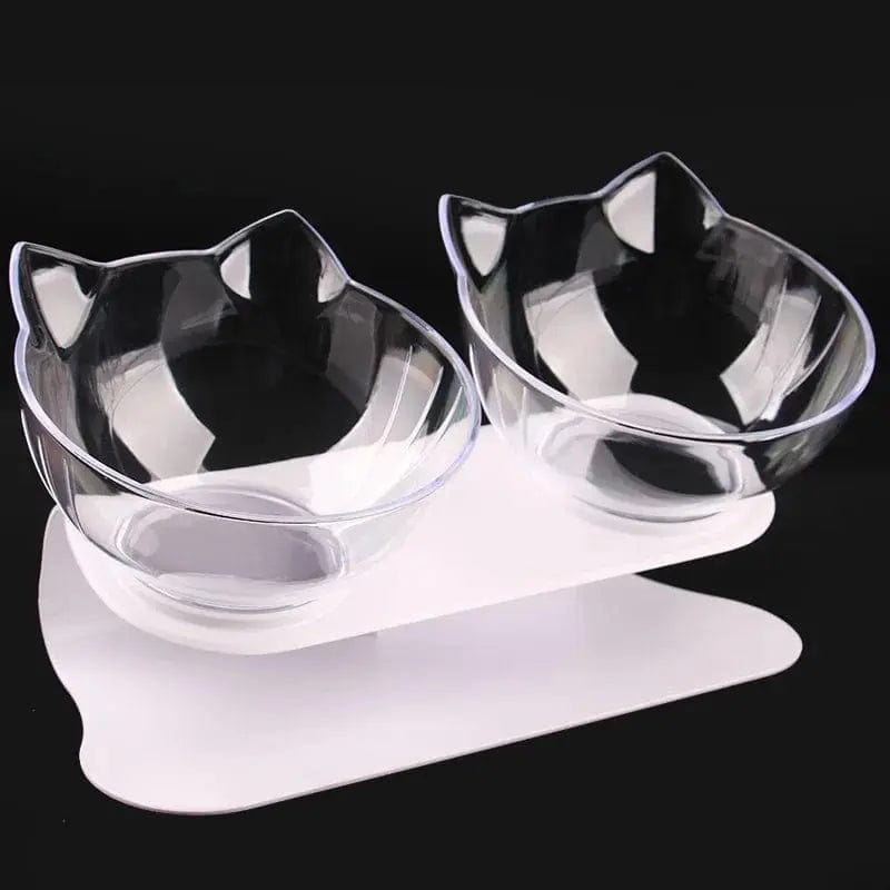 Essentialshouses Double Clear Cat Non-Slip Double Food Bowl