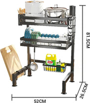 Essentialshouses Double Layer Dish Rack Over Sink Kitchen Above Sink Shelf Dish Drying Rack Large Capacity 55CM, Single Layer/Double Layer