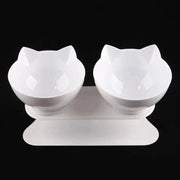 Essentialshouses Double White Cat Non-Slip Double Food Bowl