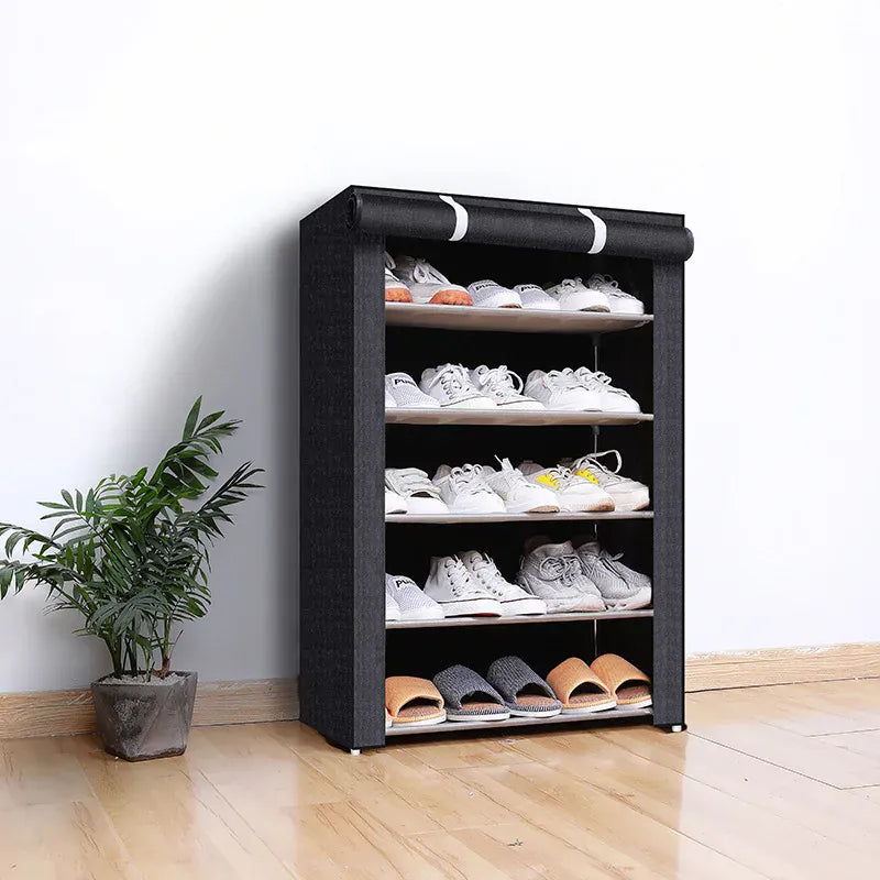 Essentials House 6, 8, and 10-Tier Multi-Color Dust-Proof Shoe Racks with Dust-Proof Rolling Shutter Doors, Easy to Assemble