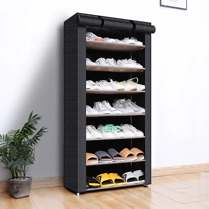 Essentials House 6, 8, and 10-Tier Multi-Color Dust-Proof Shoe Racks with Dust-Proof Rolling Shutter Doors, Easy to Assemble