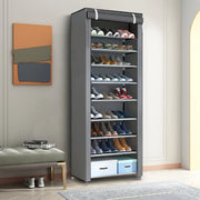 Essentials House 6, 8, and 10-Tier Multi-Color Dust-Proof Shoe Racks with Dust-Proof Rolling Shutter Doors, Easy to Assemble