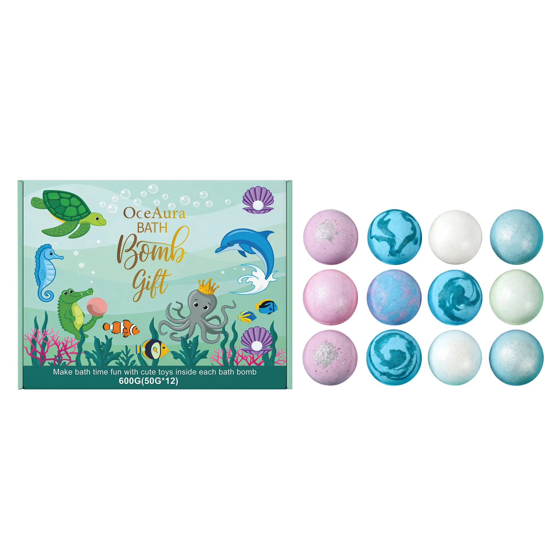 Essentialshouses e 12pcs Bath Bombs Set with Surprise Toys Inside Natural Organic Bubble Bath Fizzies Balls Gift for Holiday Gift Set